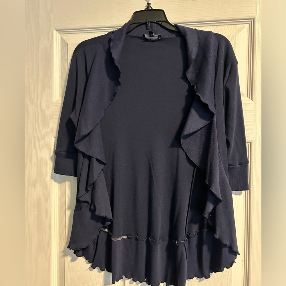 Express, Open front‎ cardigan, ruffle edges, 3/4 sleeve